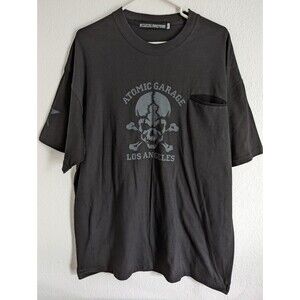 Atomic Garage Los Angeles Mens Graphic Skull Pocket T-Shirt Black XL Oversized